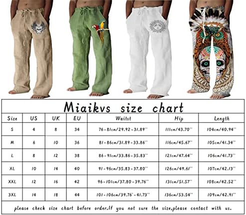 Muške pamučne posteljine u miaikvsu s elastičnim pojasom - ispis, prozračne i labave jogo hlače