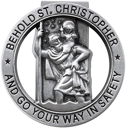 Aleiport Saint Christopher Visor Clip, St. Christopher Medalja za automobil Prođite na sigurnost, katolički poklon pribor za novi vozač, porodicu, prijatelje