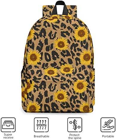 Ewobicrt suncokretov leopard ruksak 16,7 inča Velika torba za laptop casual Daypack Bookbag za radno putovanje