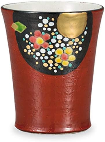 Marusan Miyamoto Tumbler Kutani Pottery Prečnik 3,5 x visina 3,9 inča, besplatna čaša mala crvena maki