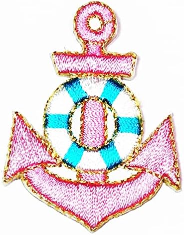 Kleenplus 2kom. Mini Nautical Pink Ship's Anchor Cartoon Patch vezeno gvožđe na znački šivati na Patch odjeći