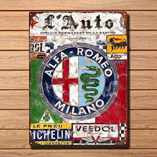 Metal Vintage Shabby-Chic Alfa Romeo Plaketa Vintage Metal Tin znak Retro limana ploča Zidna umjetnost Dekor