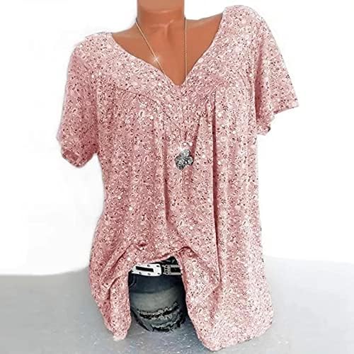 Kratki rukav meka udobna odjeća V izrez Graphic Plus majica blube za dame za dame Summer Fall Girls v6 V6