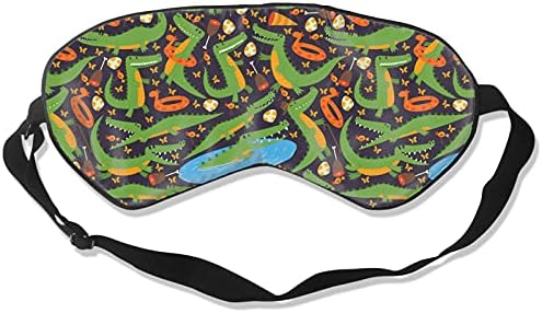 Crtani smiješni krokodili Sleep Mask & Bice, meko zatamnjenje maska ​​za spavanje s podesivim remenom, pogodno
