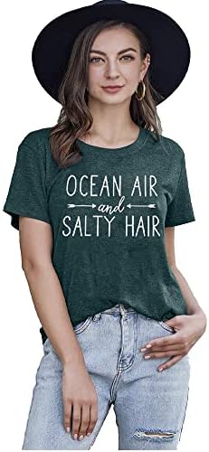 Ocean Air i Salty Hair Ženska grafička majica kauzalna kratka rukava smiješna majica Top Tee Atletic majice
