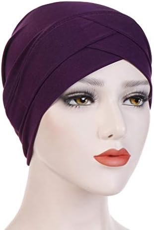 Turbanski šešir za žene Solid Color Beanies India Headwear Musliman Stretch Turbat Hat Slouchy Chemo Beanie
