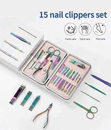 YTYZC 15pcs Professional Manikure Set za pedikir za savete za nokte Rezač od nehrđajućeg čelika za nokte za nokte Clipper Kit za noktno umjetnost