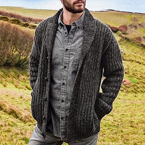 Jakne za muškarce Cardigan Europe i Amerika Čvrsta boja s dugim rukavima Slim Fit pletene džemper kapke