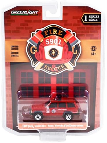 1990 Cherokee Red Reno Fire Department Fire & amp; Rescue Series 1 1/64 Diecast Model Car by Greenlight