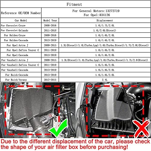 Piolosd filter zraka 13272719 834126, fit za Chevrolet Cruze 2008 do 1.4L 1.7L 2.0L Buick Cascada Verano