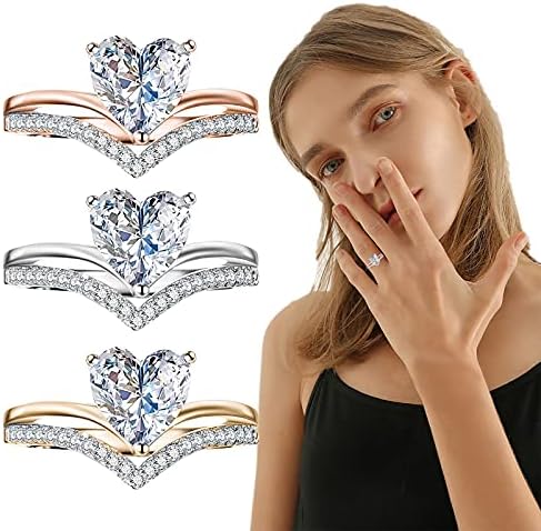 Srce Bijelo 5-11wom vjenčanje žene veličina nakit rhinestone prstenovi prsten zlatni srebrni prstenovi prstenovi
