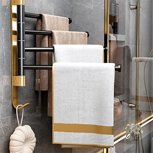 Lukeo Rotay ručnik za ručnik Luksuzan crni zlatni otvor bez kupatila aluminijumske aktivnosti sklopivi organizator