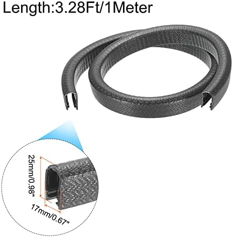 UXCell Edge TRIM BLACK U obliku ruba Zaštitna guma sa čeličnim kopčama uklapa se 25/64 -35/64 Edge 3.28ft