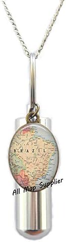 AllMapsupplier modna kremacija urna ogrlica, brazil Mapa Urn, Brazil Urn, Brazil Karta Nakit, Brazil Kremat