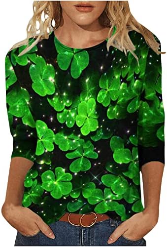 3/4 rukava sv. Patrickova košulja za žene za žene od tiskanih majica zaljubljene majice zaljubljene ležerne