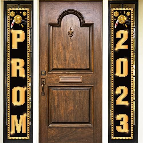 Nepnuser Prom 2023 Porch banner Diplomski dekor dekor crni i zlatni sjajni ples ulazna vrata Viseći potpisuju