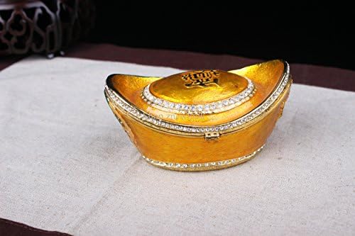 ZNewlook Golden Ingot Bejeweled Trinket nakit Kina Good Luck Nakit Metal Case Fengshui Showcase za nakit