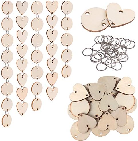 100kom pokloni ručno izrađene drvene oznake, okrugli srčani drveni diskovi i čelični prsten, drveni ukras
