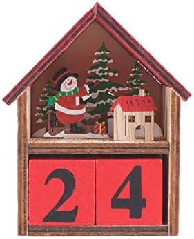 ABOOFAN Božić LED drvena kuća 24 dan odbrojavanje kalendar svjetlosni osvijetljeni kabina Mini Villa House