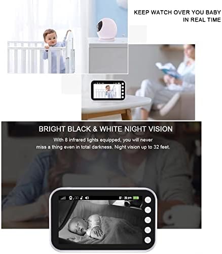 Splenssy WiFi Video bebi Monitor sa 4.3 in LCD ekranom i HD kamerom, 1500mAh baterijom za do 8H, 850ft bežični