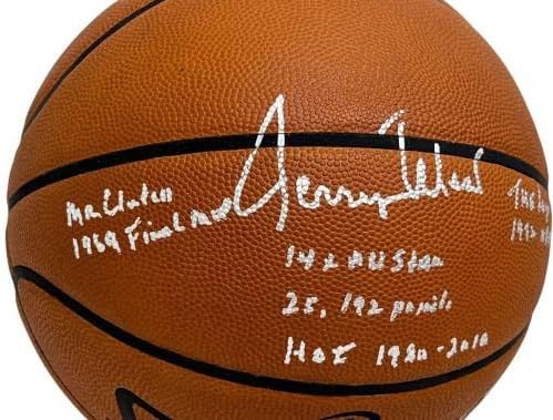 Jerry West potpisao je službenu košarku G-din Clatch / NBA Champs / Finale MVP / Hof PSA - autogramene košarke