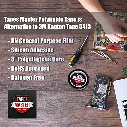 Tapes Master - 1/8 x 36 m - 1 mil Kapton traka - Poliimidna traka visoke temperature sa silikonskim ljepilom