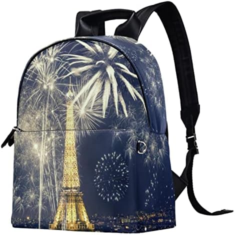 Tbouobt kožni ruksak za putovanja Lagani laptop Ležerni ruksak za žene Muškarci, Eiffelov toranj Pariz noćni
