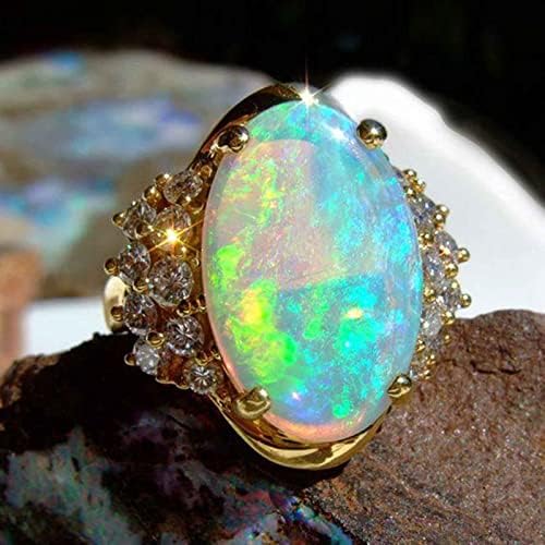2023 Luksuzni Zlatni Opal prsten za ručni nakit u boji Ovalni prstenovi Srednjoškolski prstenovi za žene