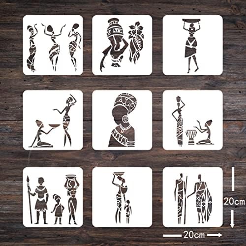 TIAMECH 11 komada Afrički plemena šabloni za slikanje za ponovno zavod za kilaze za višekratnu upotrebu