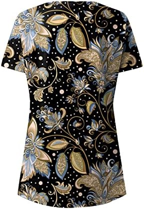 ayaso Womens 2023 Summer Casual T-Shirts V izrez kratki rukav tunike vrhovi dugme Decor Floral Print Loose