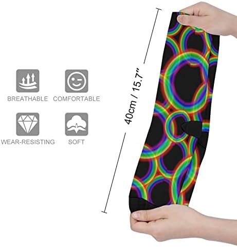 Rainbow krug štampana boja odgovarajući čarape Atletski koljena visoke čarape za žene muškarce