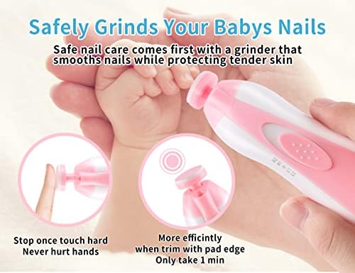 Električni trimer za nokte za bebe bez oštrih kandži boli, komplet za manikir za dječje turpije, 6 u 1 sigurnosni