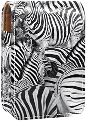 Prijenosna torbica za usne za usne za Putovanja, Mini kutija za ruž za usne Wildlife Zebra Animal sa ogledalom