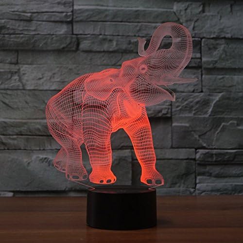 Jinnwell 3d Elephant Night Light Lamp Illusion Animal Night Light 7 boja mijenja dodir Switch Tabela dekoracija