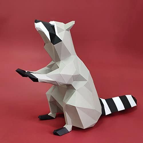 Wll-dp rakun izgleda geometrijski papir Model 3D origami puzzle DIY papir Skulptura kreativnog papira ukras