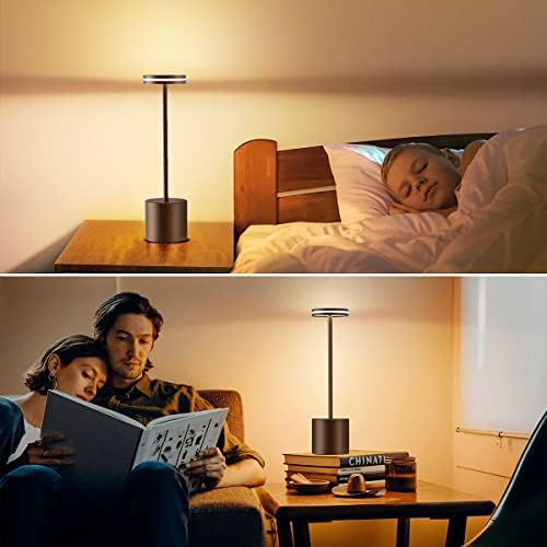 Hapfish Akumulatorska LED stolna lampa, Stolne lampe sa punjivom baterijom od 5000mAh, 3 načina boja, zatamnjenje,