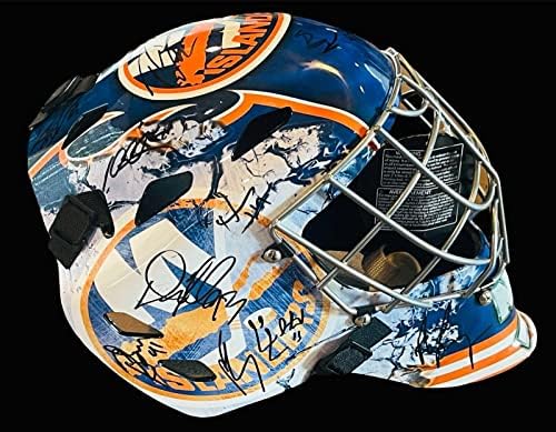 2018 Tim New YORK ISLANDERSA potpisao je GOLMANSKU masku pune veličine sa NHL kacigama i maskama sa autogramom