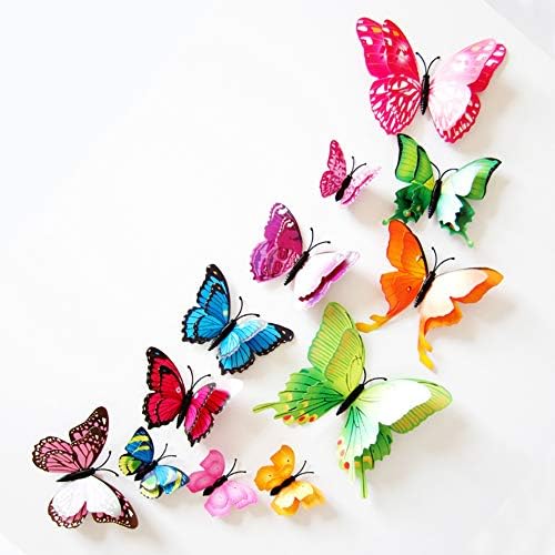 SomoterSea 24pcs 3D leptir zidni naljepnica dvostruka krila uklonjivi hladnjak magneti naljepnice Dekor