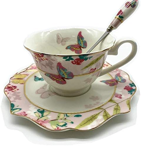 Krysclove Vintage keramički čaj, elegantna šalica za kavu sa kašikom i tanjirom, kraljevska kostna Kina