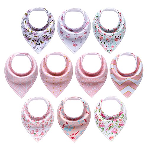 Miiyoung 10-pack baby girl bandana drool bibs za droling i zuba