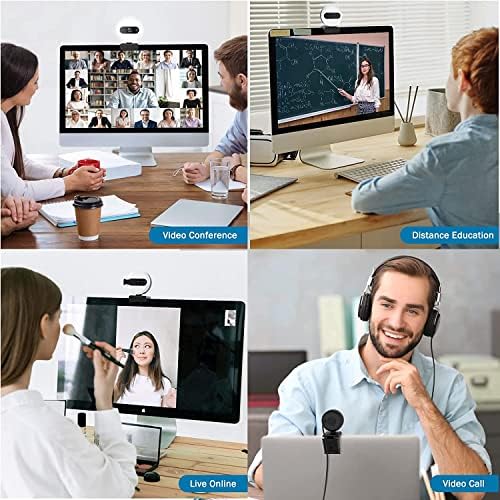 Web kamera sa mikrofonom, 2k PC kamera web kamera sa prstenastim svjetlom & poklopac za privatnost,utikač & amp; Igrajte Streaming Računarska Web kamera sa postoljem za stativ za PC Video konferencije Zoom Meeting Skype Desktop