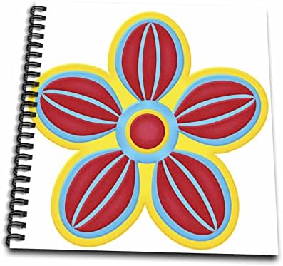 3drose modernog crvena, svijetloplava i žuta cvjetna ilustracija kruga - crtanje knjiga