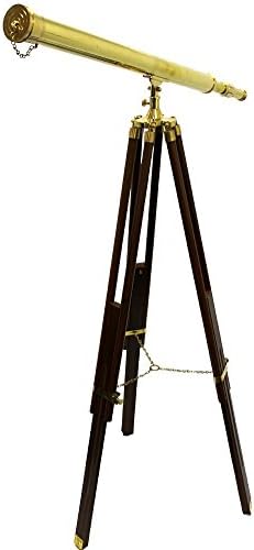 Morski međunarodni vintage kralj antikvitetni nautički podni mesing 39 inčni teleskop sa drvenim stavovima