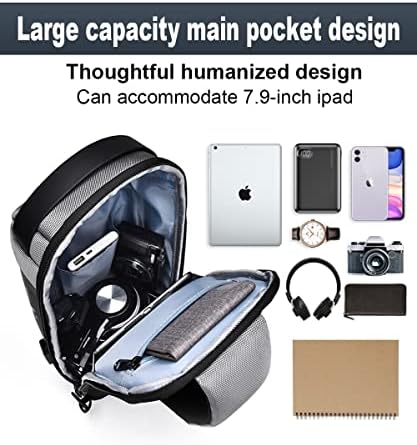 HOXSURY Sling ruksak USB vodootporna torba za grudi protiv krađe Ležerna torba za rame