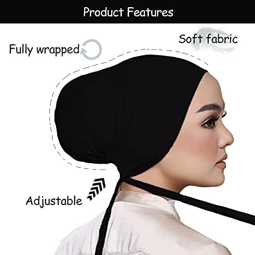 Hophor Women pod šal šeširom HIJAB-a Islamski musliman pod šal hidžabom sa zatvaračem za vezanje