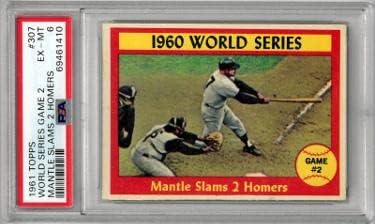 Mickey Mantle 1961 Topps World Series Game 2 / Slams 2 Homers Card 307- PSA ocjenjuje 6 Ex-MT - bejzbol
