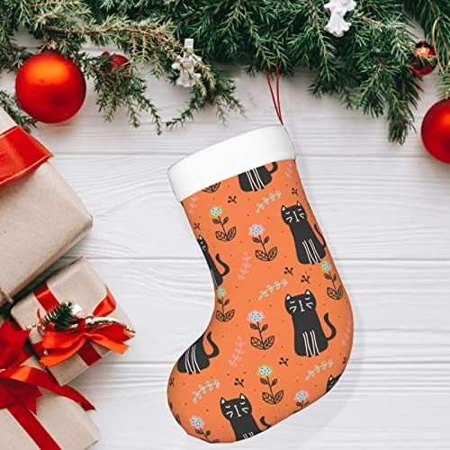 Austenstern božićne čarape narančaste crne mačke cvjetni dvostrani kamin viseći čarape