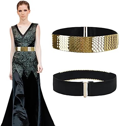 Bellady modni ženski centar-skalirani teksturirani metalni rastezljivi pojas