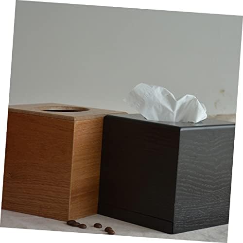Pokriveni kutija za kvadratne tkive Crno tkivo tkivo tkiva kutija pokriva kvadratno tkivo kutija držač drvena