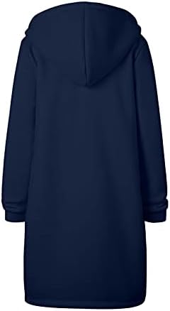 Nyybw Žene Ležerne prilike s toplim zatvaračem s kapuljačom sa džepom dugih rukava labav kaput od lagan